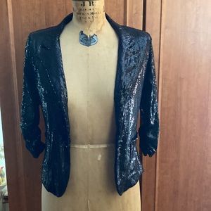 Women’s Black Sequin Jacket Blazer Size S NWT